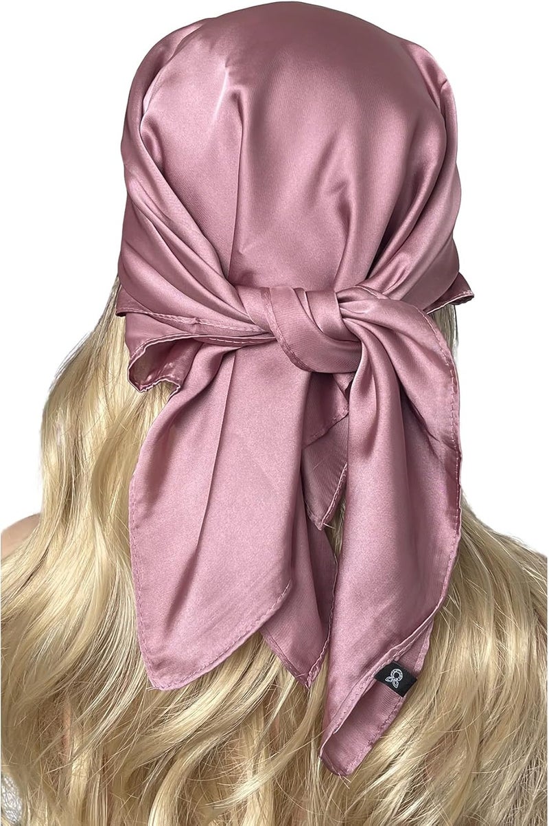 Chung Women's Square Satin Scarf 27.5" Bandanas Solid 50s Retro Neck Scarves Emulation Silk Handbag Hair Ribbons Necktie - Image 3